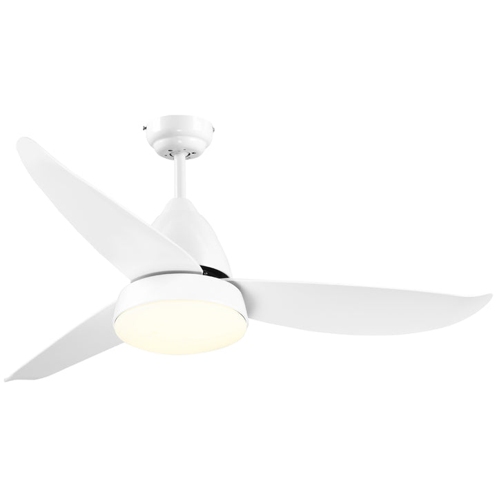 HOMCOM Reversible Ceiling Fan with Light, 3 Blades Modern Mount White LED Lighting Fan w/ Remote Controller, for Living Room, White | Aosom UK