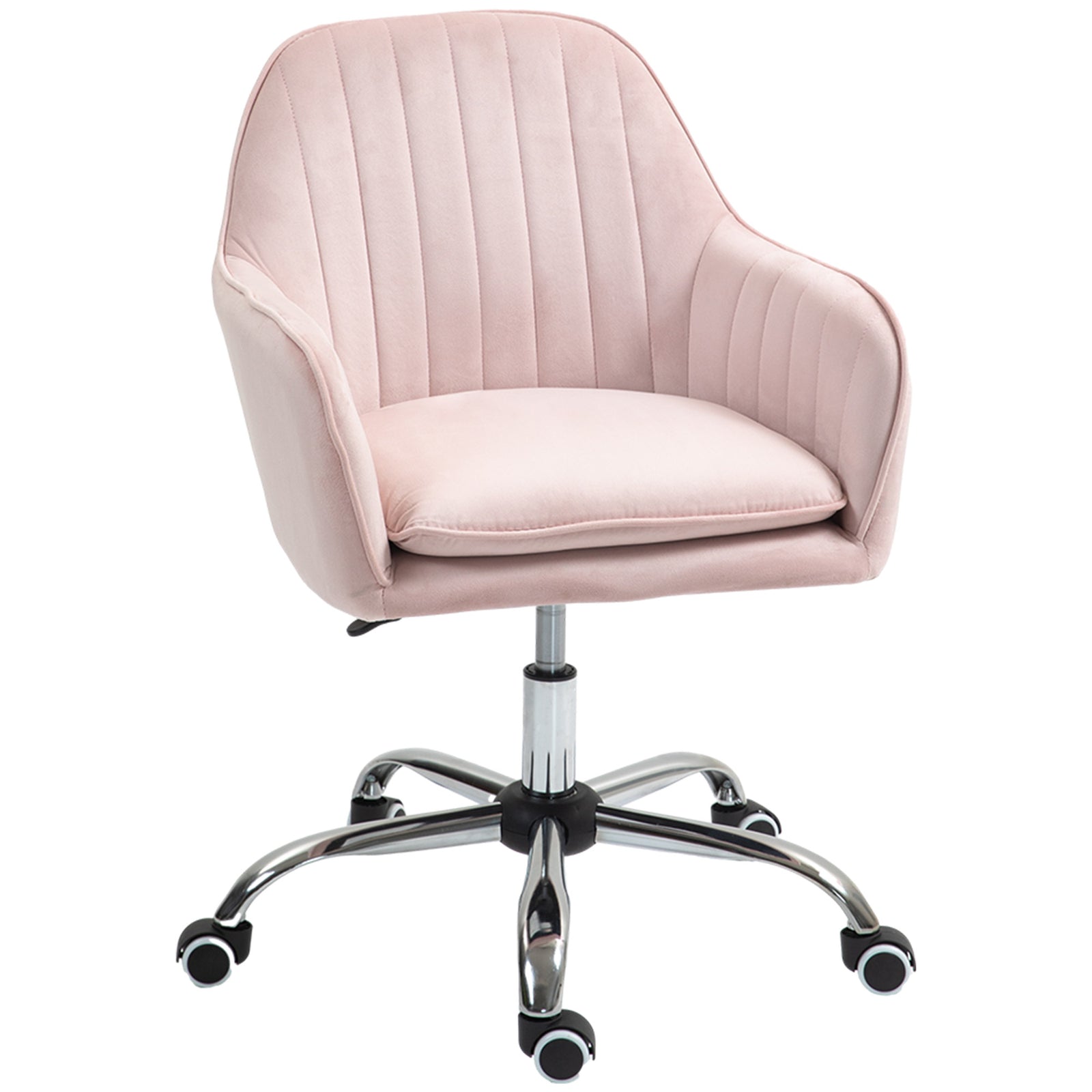 Velvet-Feel Tub Office Chair, with Seat Cushion - Pink
