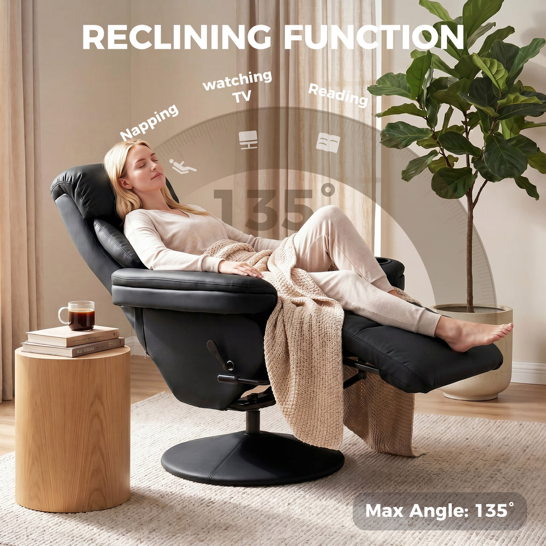 Upholstered Reclining Armchair, Manual Recliner Chair with Footrest an