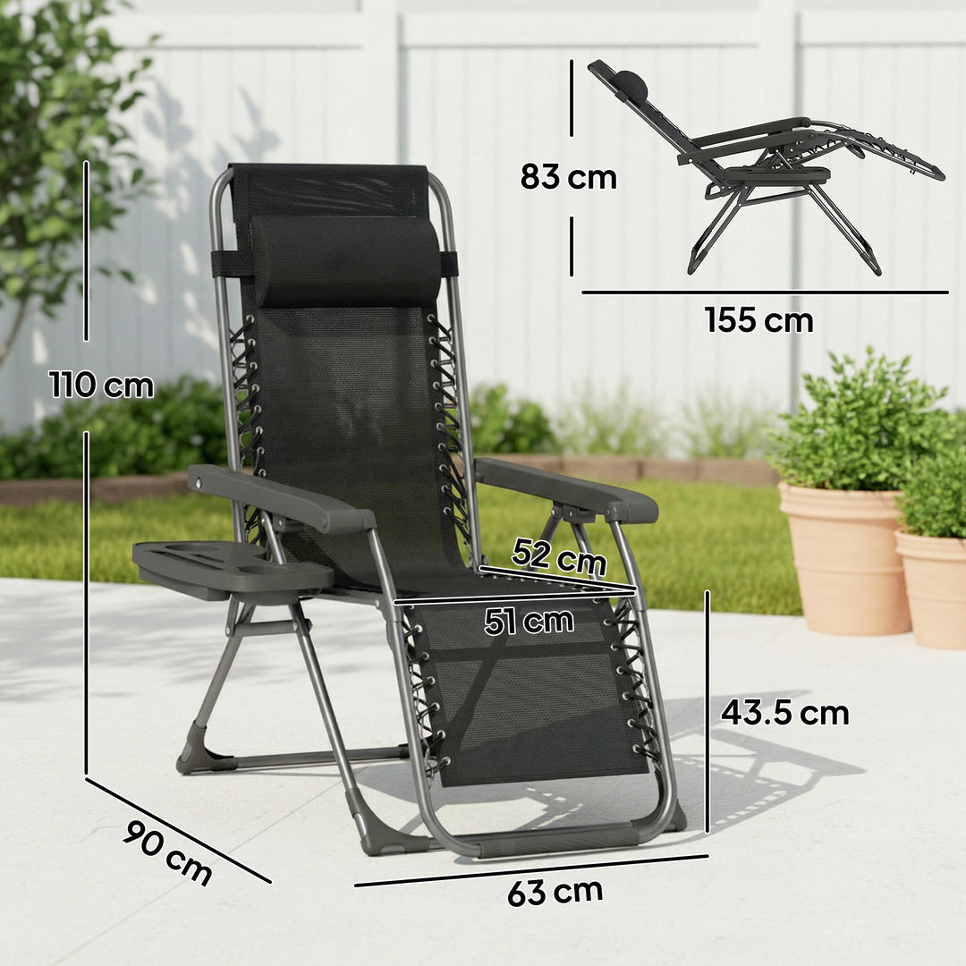 Zero Gravity Chairs Set of 2, Folding Sunloungers Reclining Garden Cha