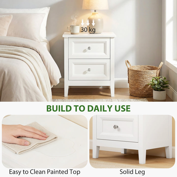 Nightstand with 2 Drawers Modern Bedside Table for Bedroom Living Room