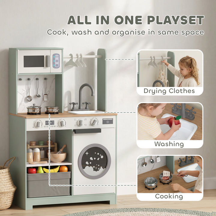 Kids Play Kitchen, Pretend Play Toy Kitchen Playset with Stove, Sink, 