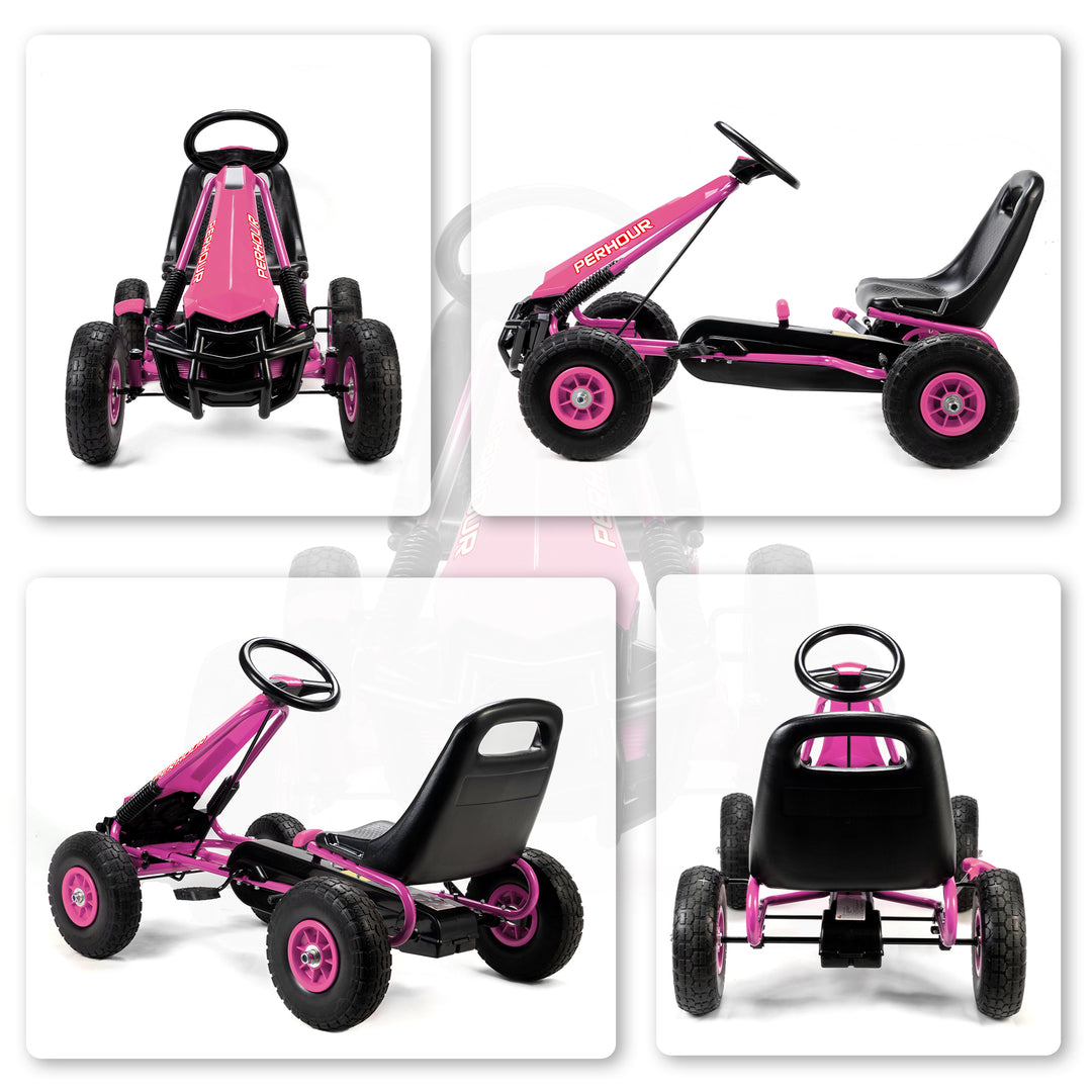 Kids Pedal Go Kart with Adjustable Seat, EVA Tyres, Manual Clutch, Brake, Go Kart for Kids 3-8 Years