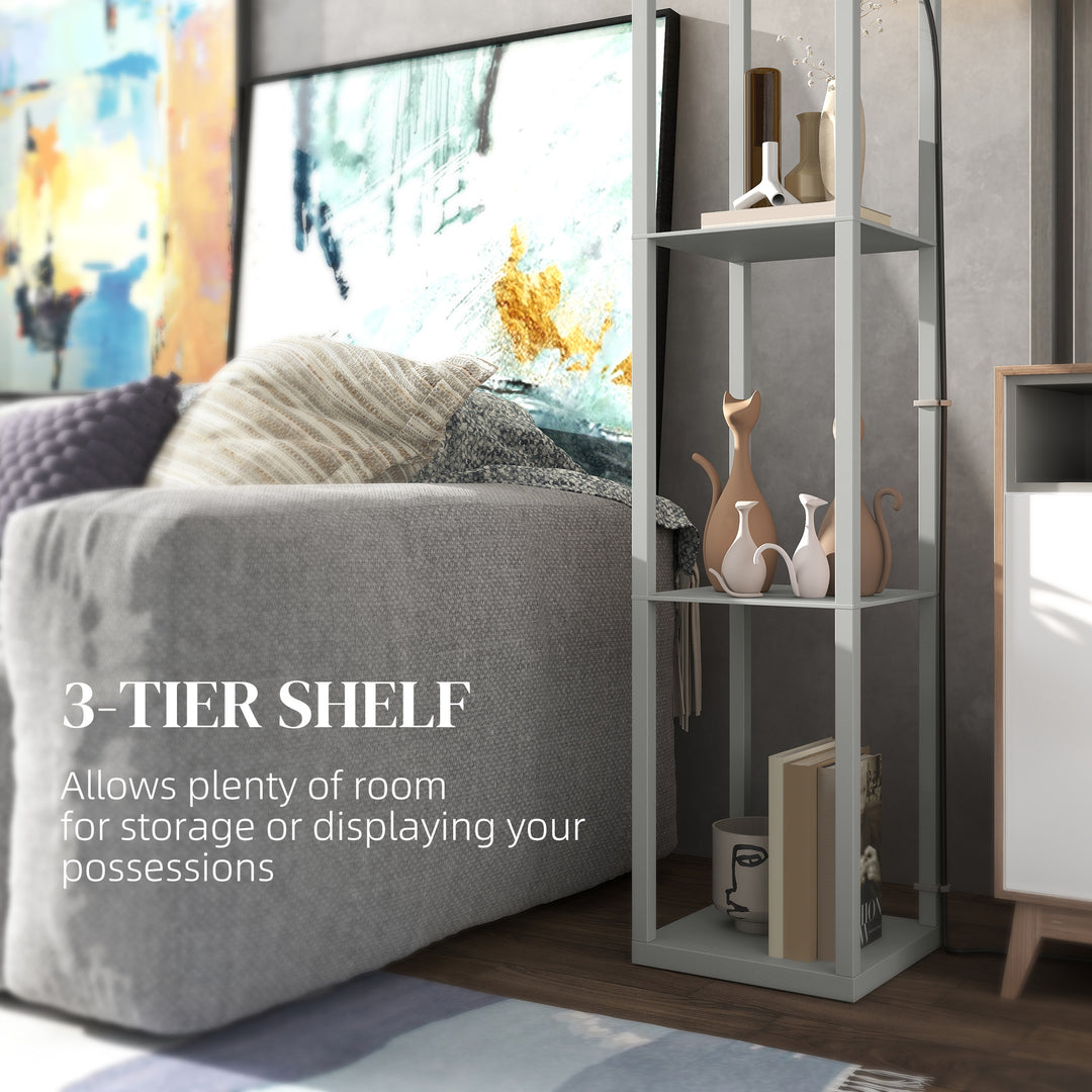 Three-Shelf Standing Lamp - Grey/White