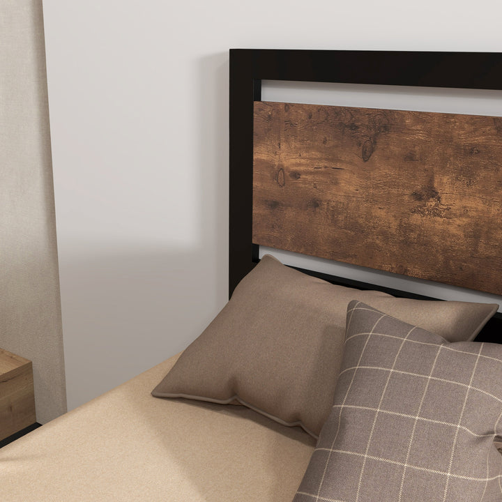 MCL Single Size Metal Bed Frame with Headboard & Footboard, Strong Slat Support Solid Bedstead Base w/ Underbed Storage Space, Bedroom Furniture For Adults