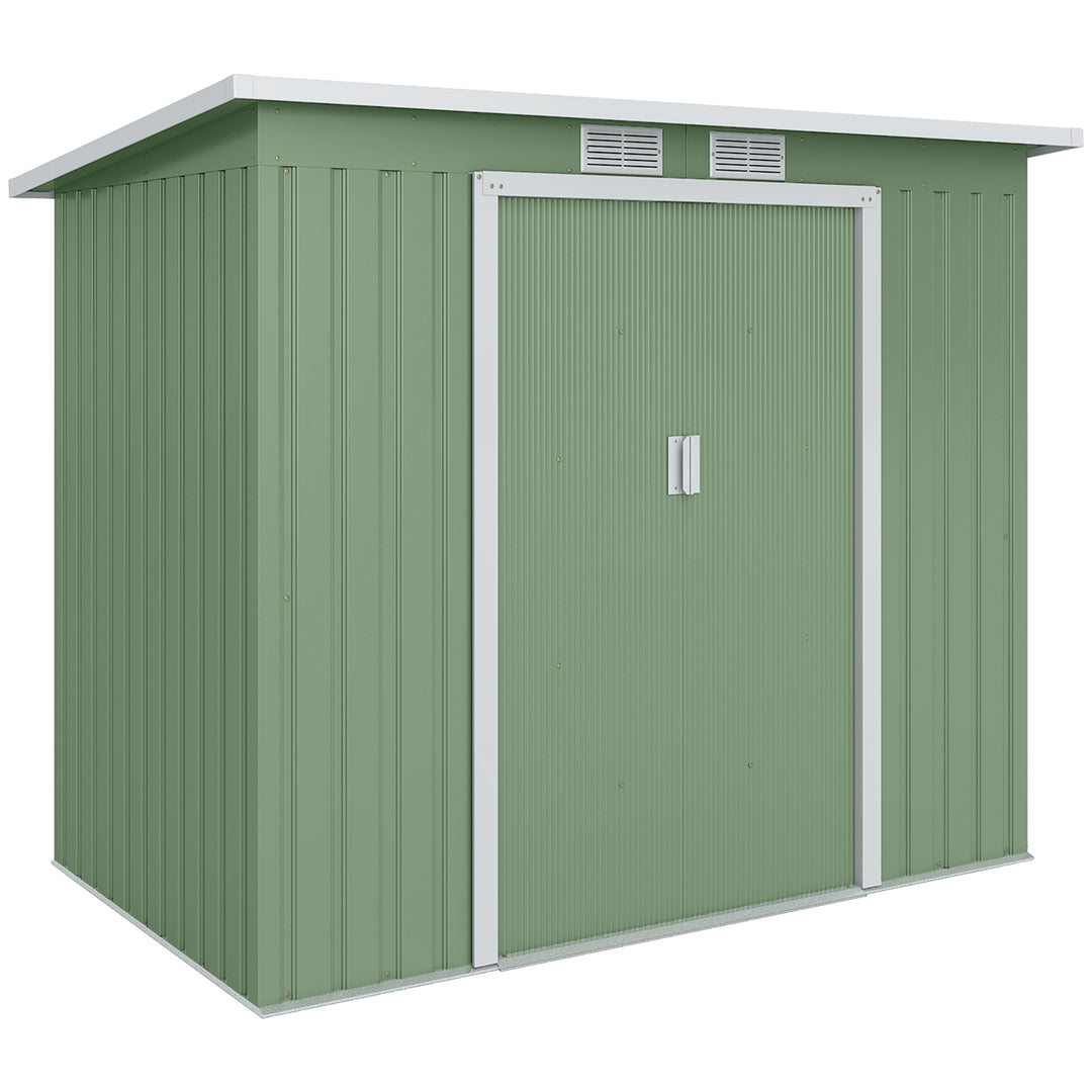 MCL 7 x 4ft Galvanised Steel Garden Shed, with Foundation Kit - Green