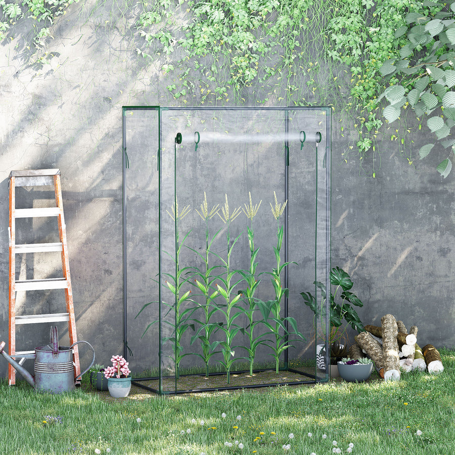 Tomato Greenhouse with Roll-up Door, Mini Greenhouse with PVC Cover, Outdoor Grow House Small Green House for Yard, Balcony, Garden, 100 x 50 x 150cm, Transparent