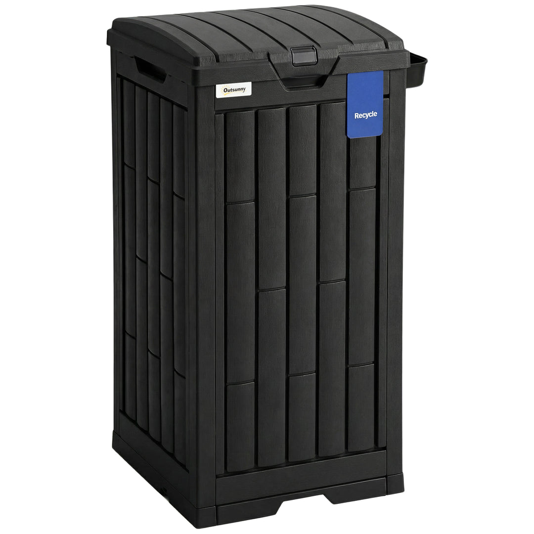 110 L Outdoor Bin with Dual Lid, Waterproof Plastic Trash Bin with