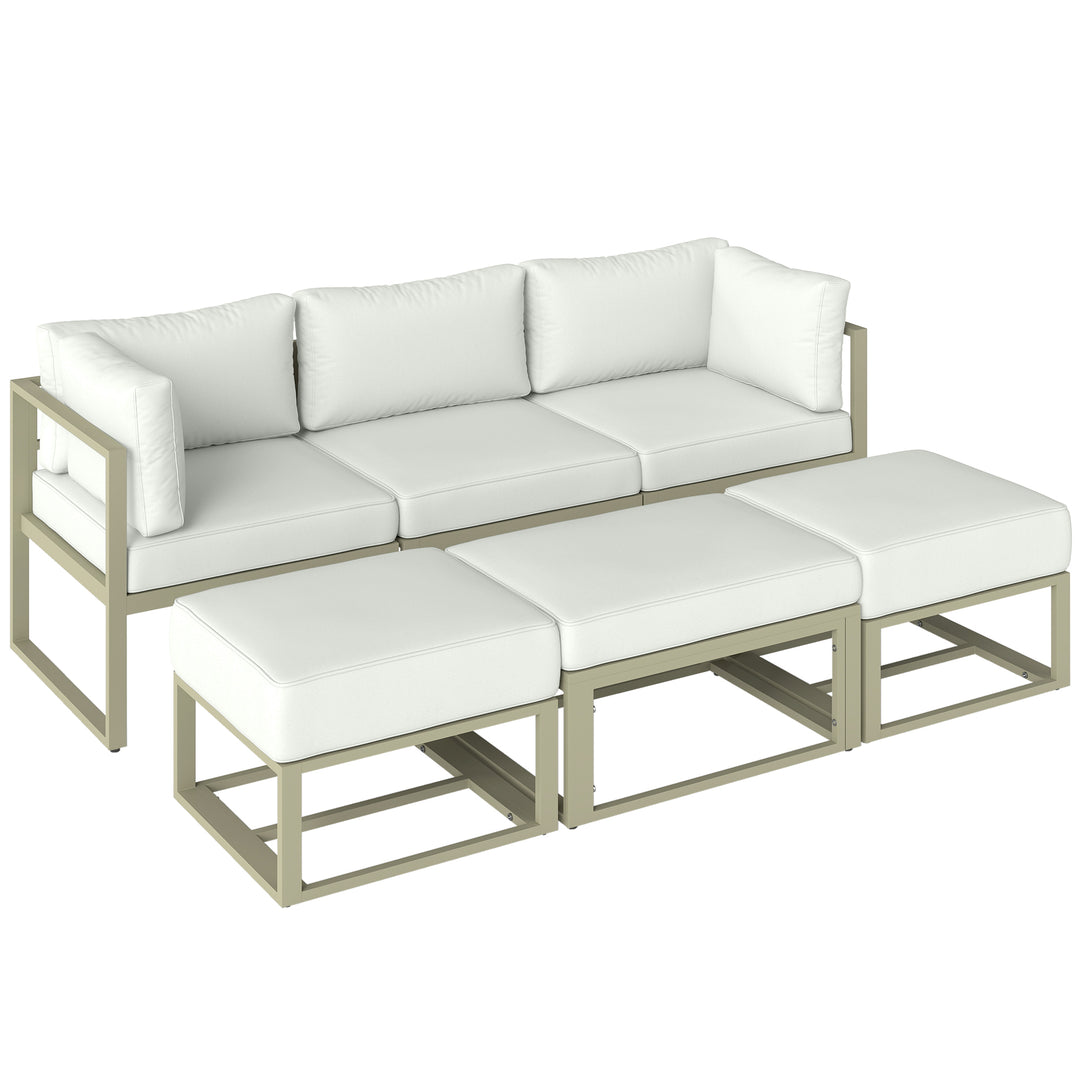Garden Daybed, 6 Piece Outdoor Sectional Sofa Set, Aluminium Patio Con