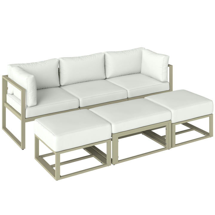 Garden Daybed, 6 Piece Outdoor Sectional Sofa Set, Aluminium Patio Con