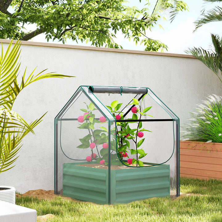 61 x 61cm Garden Planter Bed, with Cover - Green