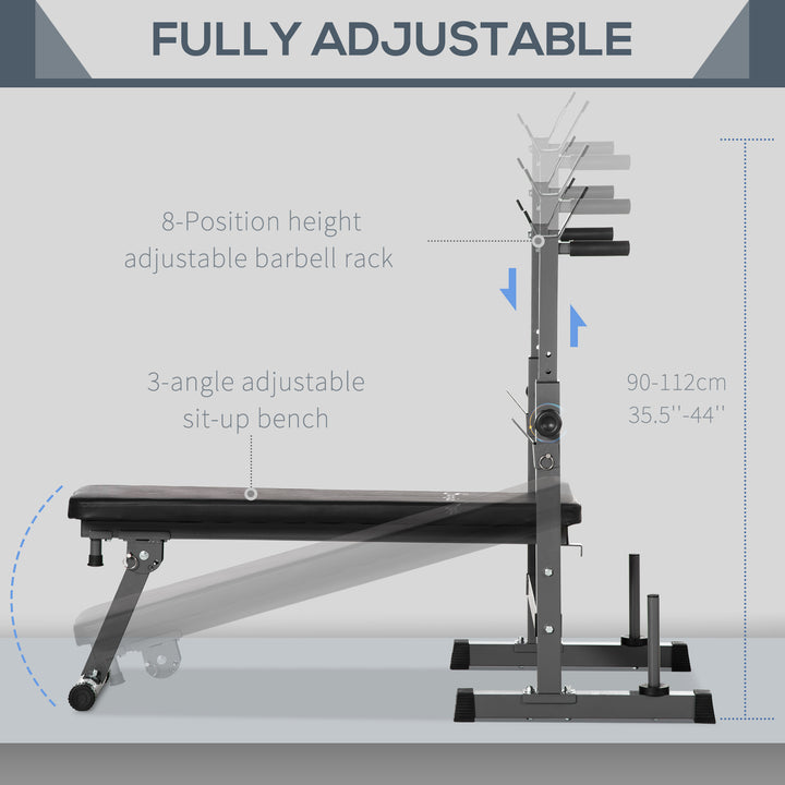 HOMCOM Adjustable Weight Bench, Foldable Bench Press with Barbell Rack, Dip Station, Home Gym, Strength Training, Multiuse