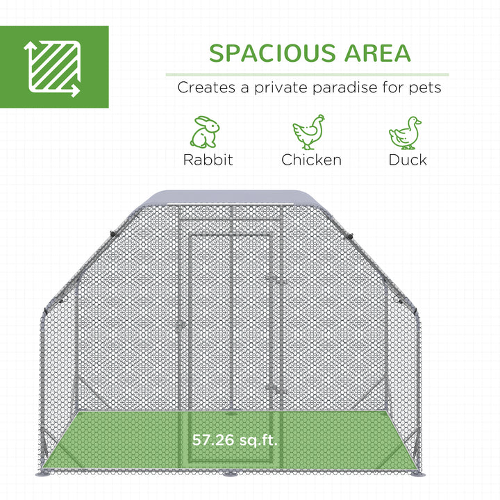 PawHut Chicken Run with Roof, Walk In Chicken Coop for 4-6 Chickens, Hen House Duck Pen Outdoor, 280x190x195 cm