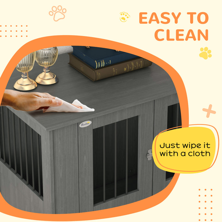 Dog Crate Table for Medium and Large Dogs with Magnetic Door for Indoor Use, 95 x 55 x 75 cm, Grey