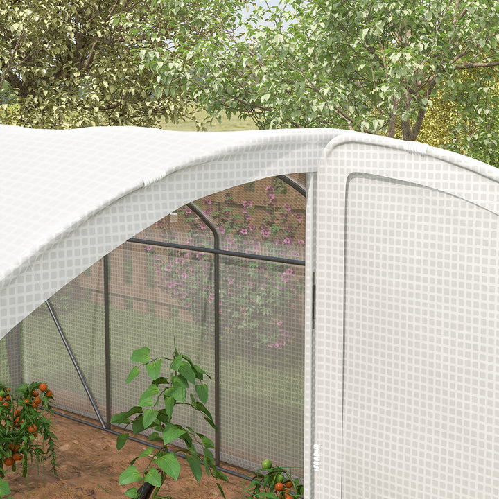 Polytunnel Greenhouse Walk-in Grow House with UV-resistant PE Cover, Door, Galvanised Steel Frame, 4 x 3 x 2m, White