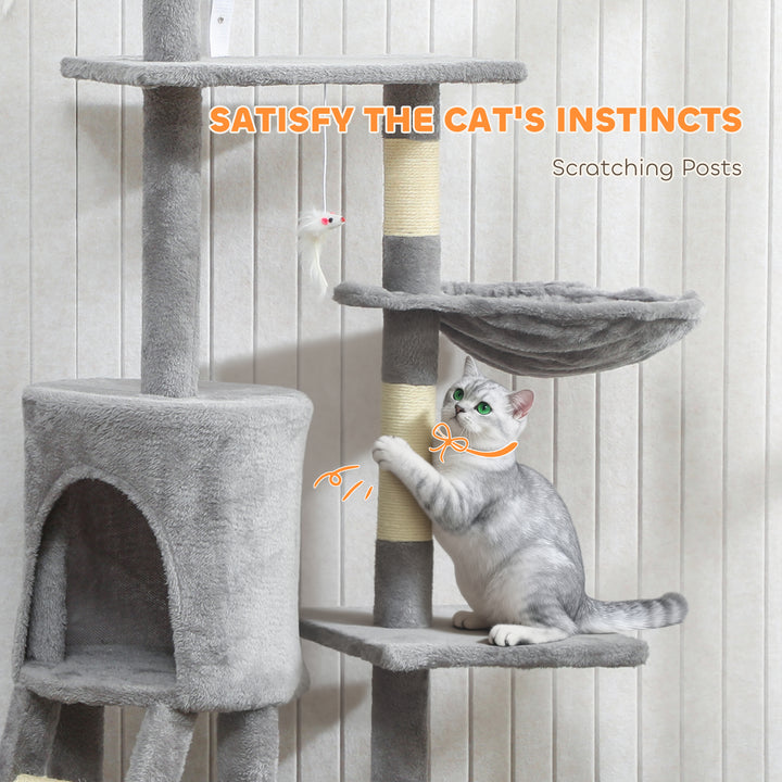 Multi-Level Cat Tower, 134cm Cat Tree with Condo and Sisal Scratching 