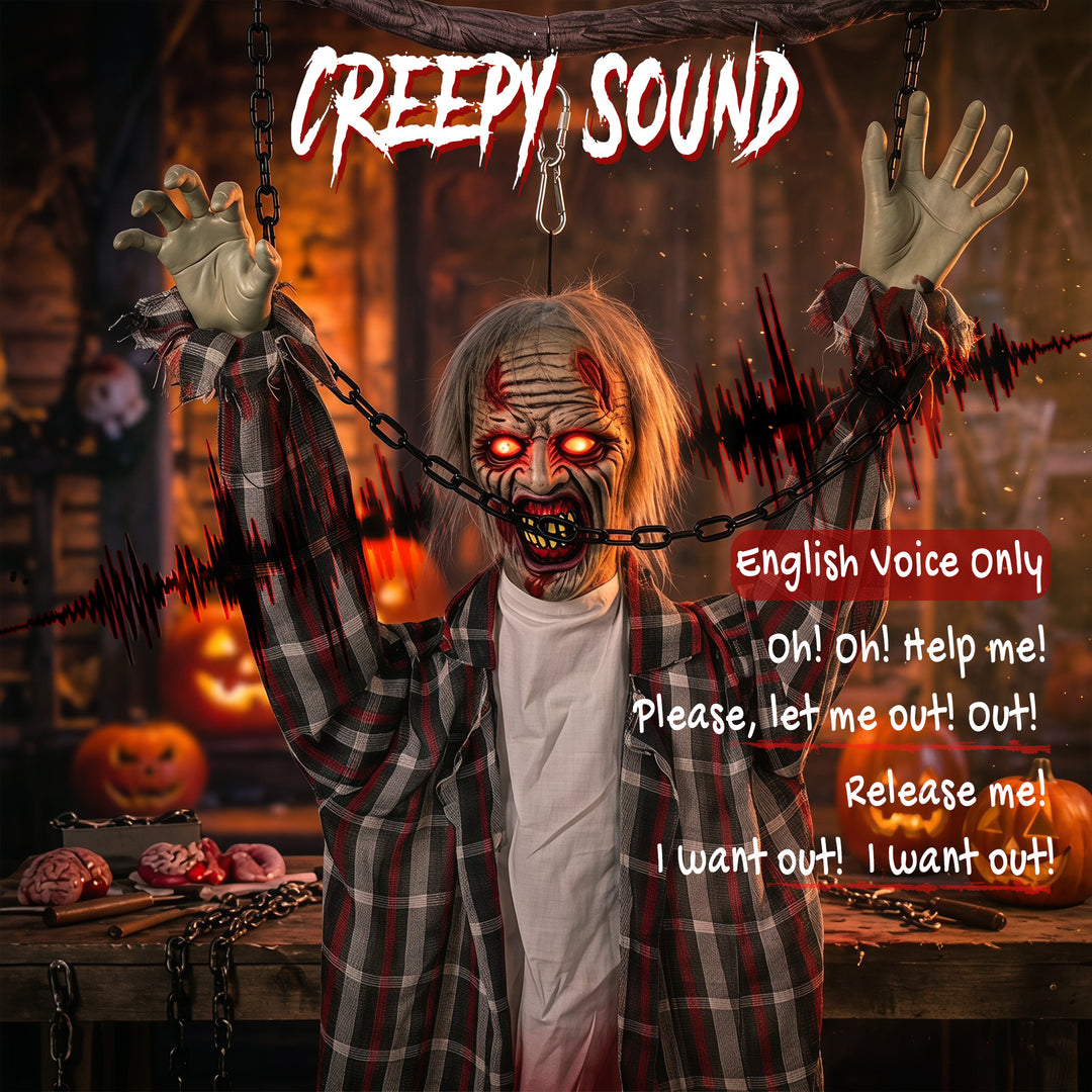 110cm Screaming Animated Hanging Halloween Decoration, Sound Touch Act