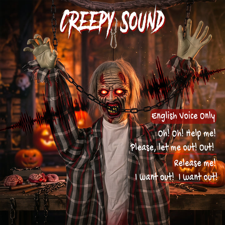 110cm Screaming Animated Hanging Halloween Decoration, Sound Touch Act
