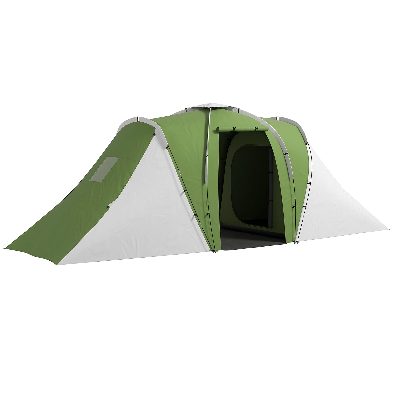 Large Camping Tent Tunnel Tent with 2 Bedroom and Living Area, 2000mm Waterproof, Portable with Bag for 4-6 Man, Green