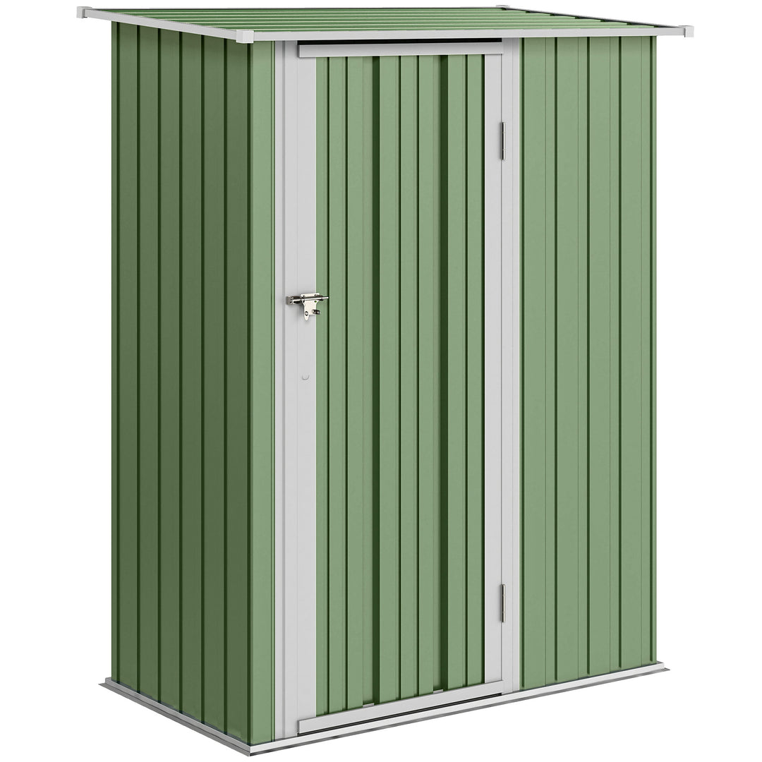 5ft x 3ft Metal Garden Storage Shed, Outdoor Tool Shed with Sloped Roof, Lockable Door for Tools, Equipment, Light Green