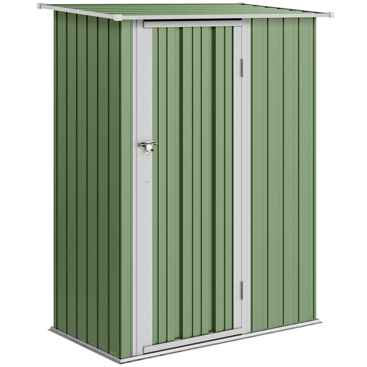 MCL 5ft x 3ft Garden Storage Shed, Outdoor Metal Shed with Sloped Roof, Lockable Door for Tools, Equipment, Light Green