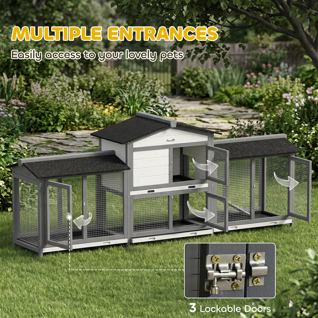 2-Tier Large Rabbit Hutch Outdoor with Double Side Run Boxes, No-leak 