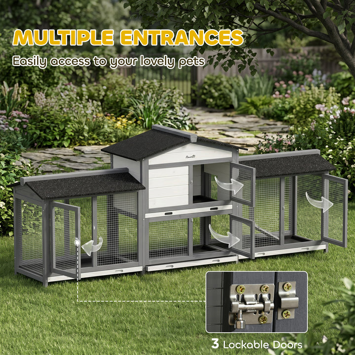 2-Tier Large Rabbit Hutch Outdoor with Double Side Run Boxes, No-leak 