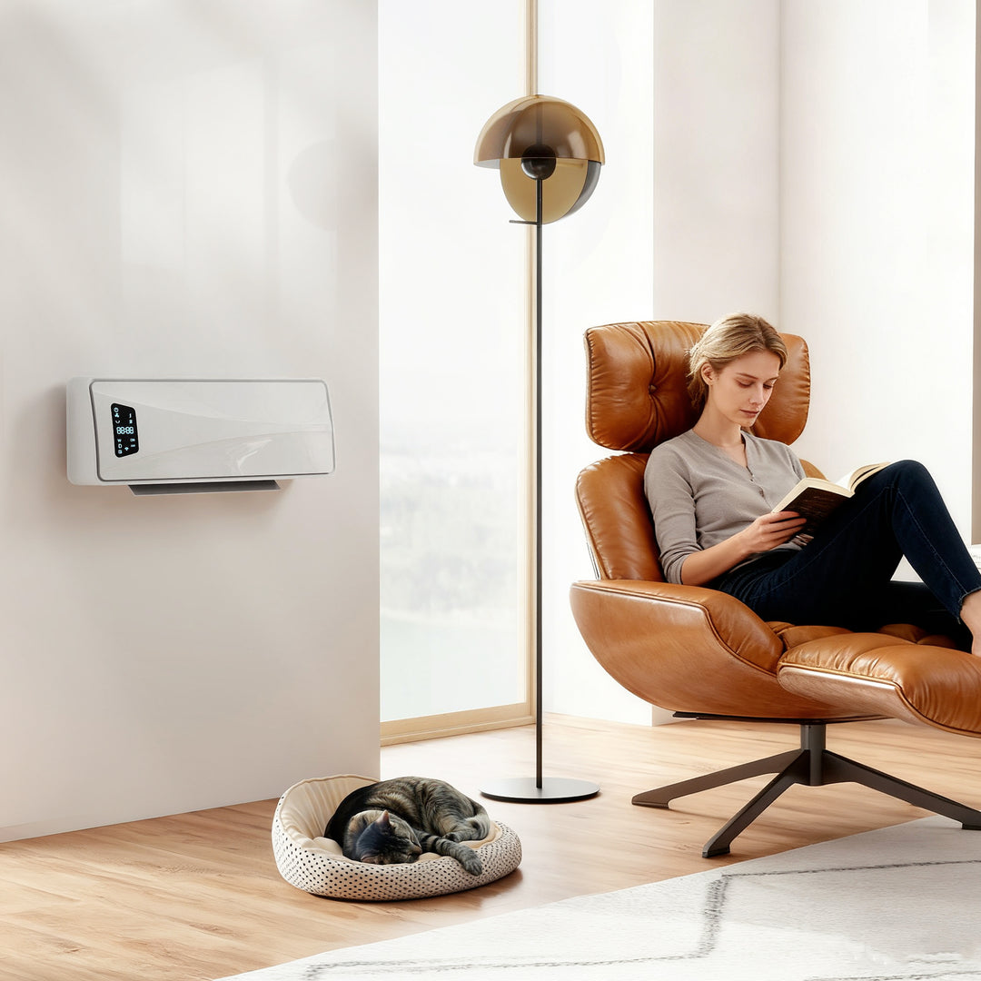 2000W Ceramic Electric Heater with Fan, Adjustable Thermostat, Wall Mo