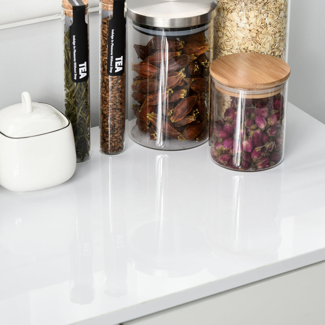 MCL High Gloss Frame Sideboard, Push-Open Design with 2 Drawer for Living Room, Bedroom, 74H x 79W x 36Dcm, White