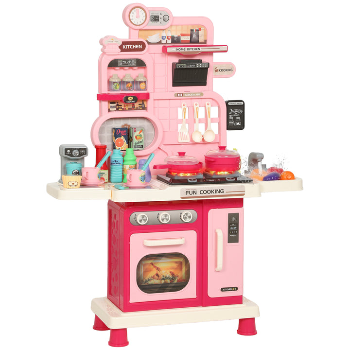 Play Kitchen, 33 PCS Kids Kitchen Playset with Lights, Sounds