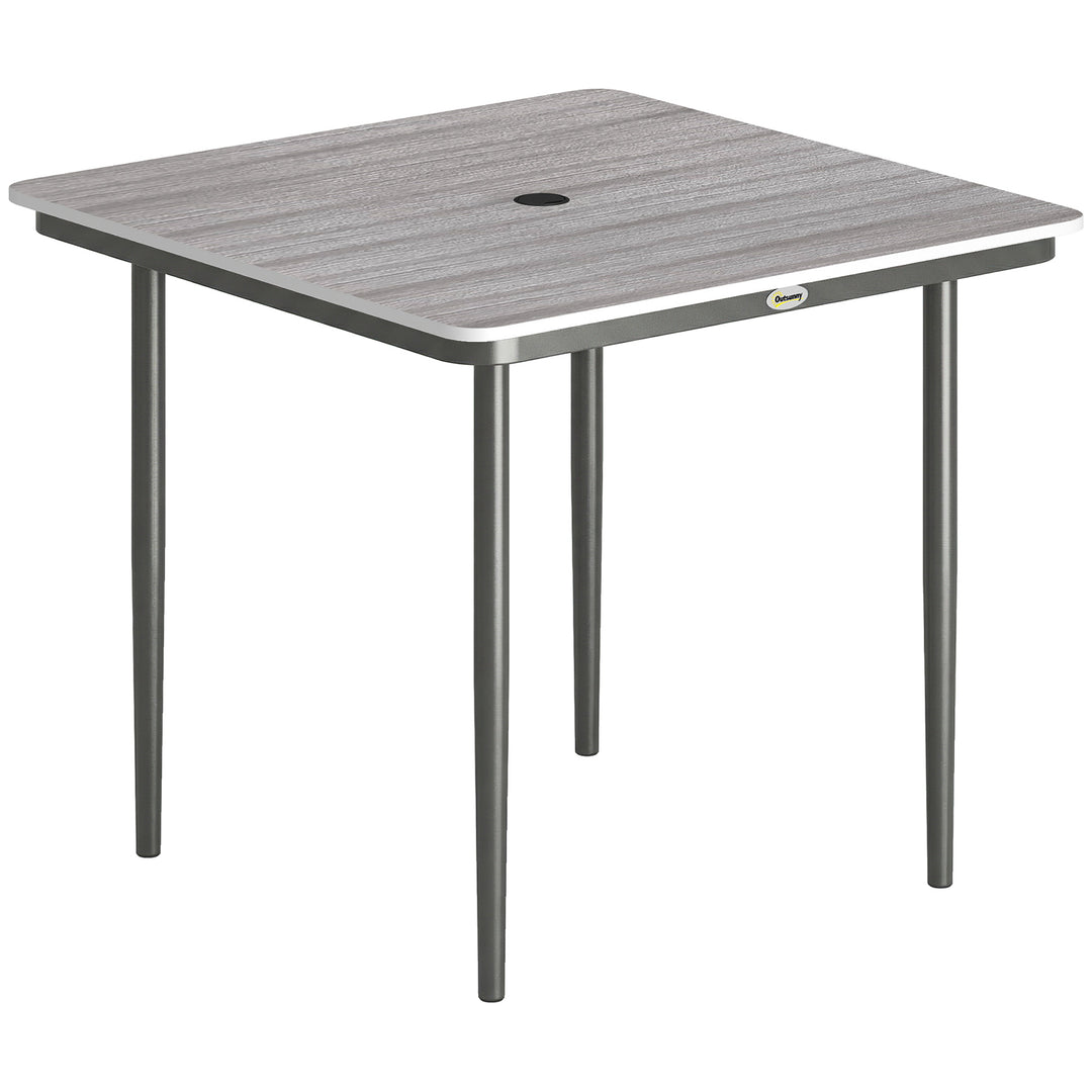 Garden Dining Table for 4, 85 cm Square Outdoor Table with Umbrella Ho