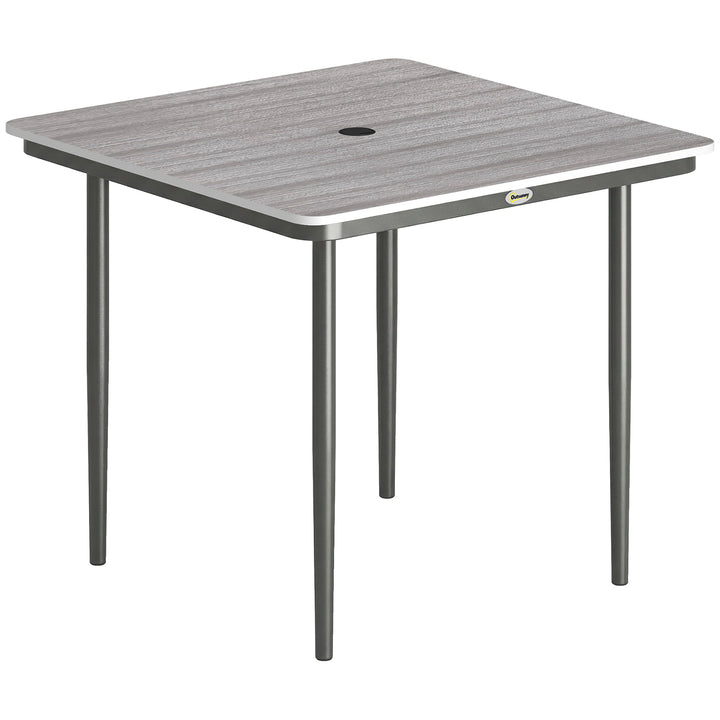 Garden Dining Table for 4, 85 cm Square Outdoor Table with Umbrella Ho