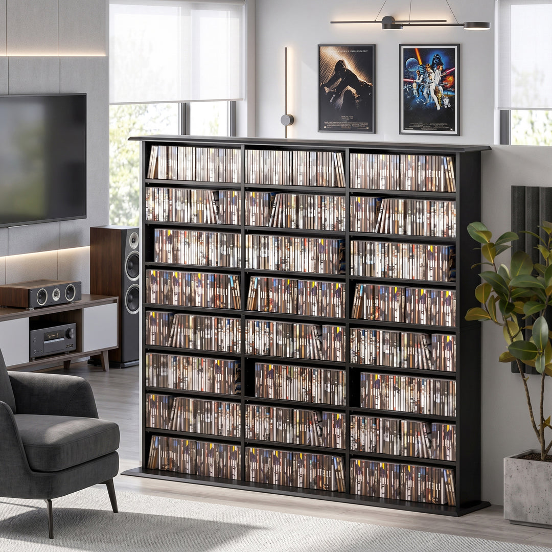 1032 CD/594 DVD Storage Unit, Blu-ray Media Storage Shelf with 24 Comp