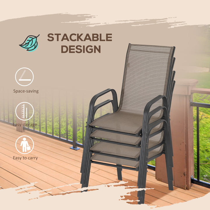 Set of Four Stackable Mesh Seat Chairs - Grey