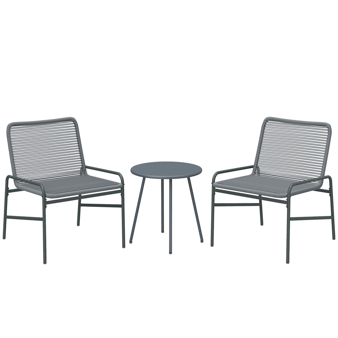 3 Piece Rattan Bistro Set, Outdoor Garden Furniture Set with 2 Chairs,