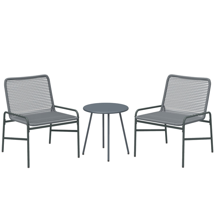 3 Piece Rattan Bistro Set, Outdoor Garden Furniture Set with 2 Chairs,