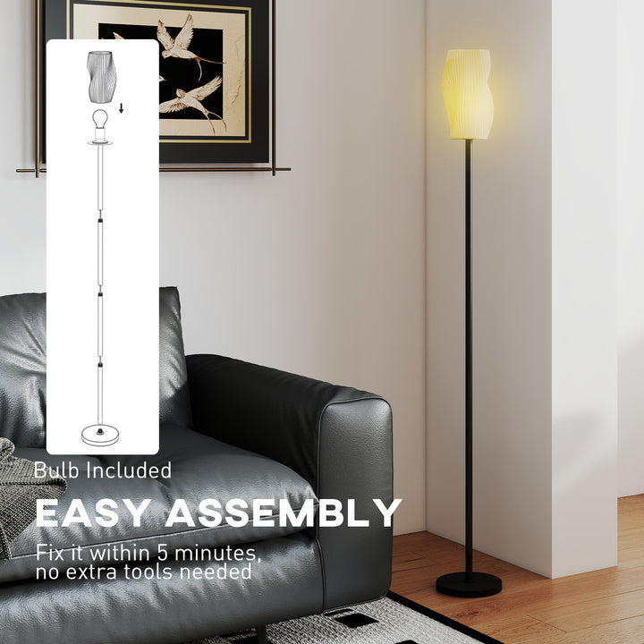 Floor Lamp for Living Room, 3D Printed Modern Standing Lamp with Flowing Curved Shade, 3 Colour Temperature & Foot Switch, Minimalist Tall Pole Lampshade for Bedroom, Office, White
