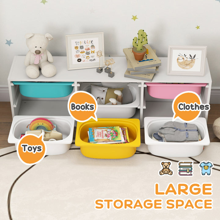 MCL Low Height 2 Tiers Storage Organiser, Kids Toy Storage Unit with 6 Removable Bins for Bedroom, Nursery, Playroom