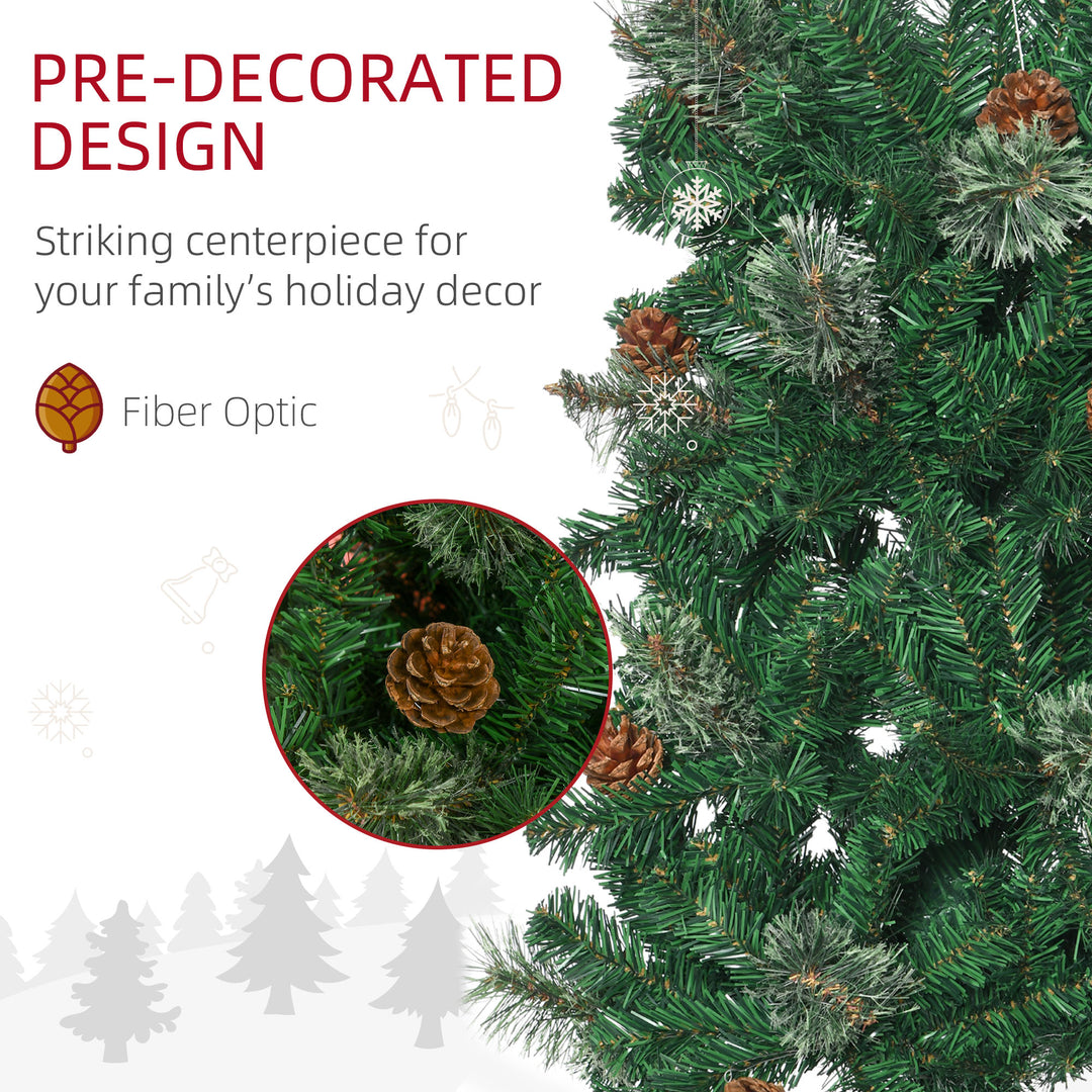 6.5FT Tall Pencil Slim Artificial Christmas Tree with Realistic Branches, Tip Count and Pine Cones, Pine Needles Tree, Xmas Decoration, Green