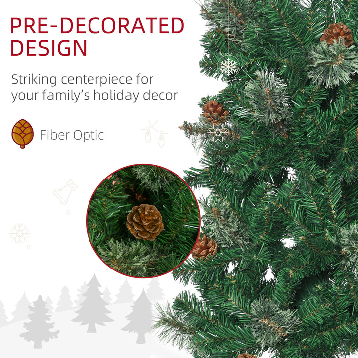 6.5FT Tall Pencil Slim Artificial Christmas Tree with Realistic Branches, Tip Count and Pine Cones, Pine Needles Tree, Xmas Decoration, Green