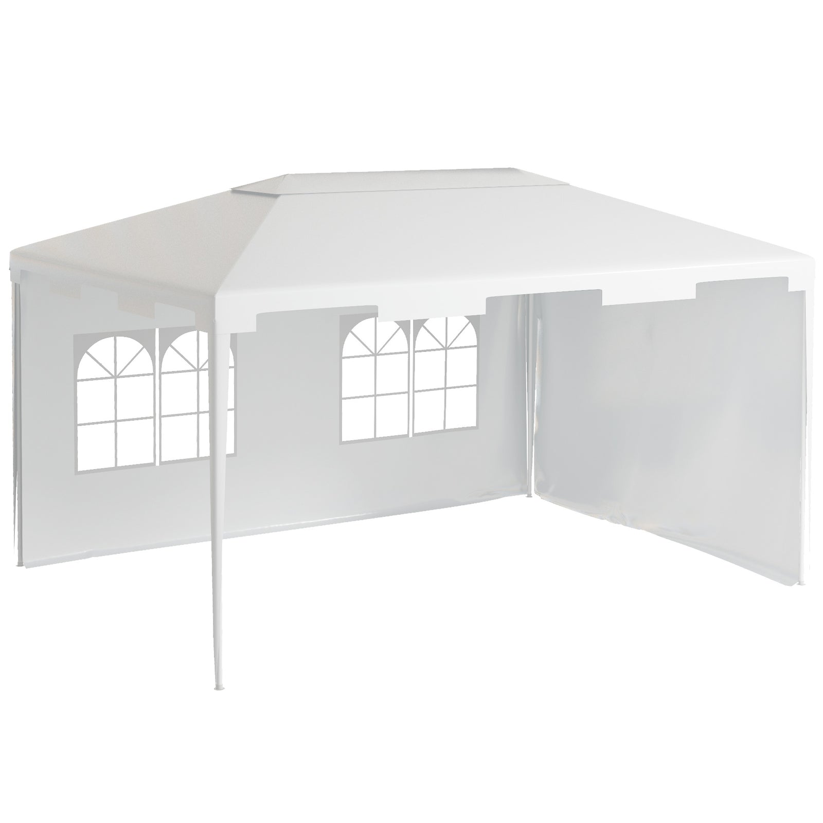 3 x 4 m Garden Gazebo Shelter Marquee Party Tent with 2 Sidewalls for Patio Yard Outdoor - White