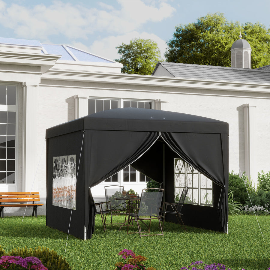 3 x 3(m) Pop Up Gazebo, Water and UV Resistant Party Tent Camping Canopy Marquee with Carry Bag, Black