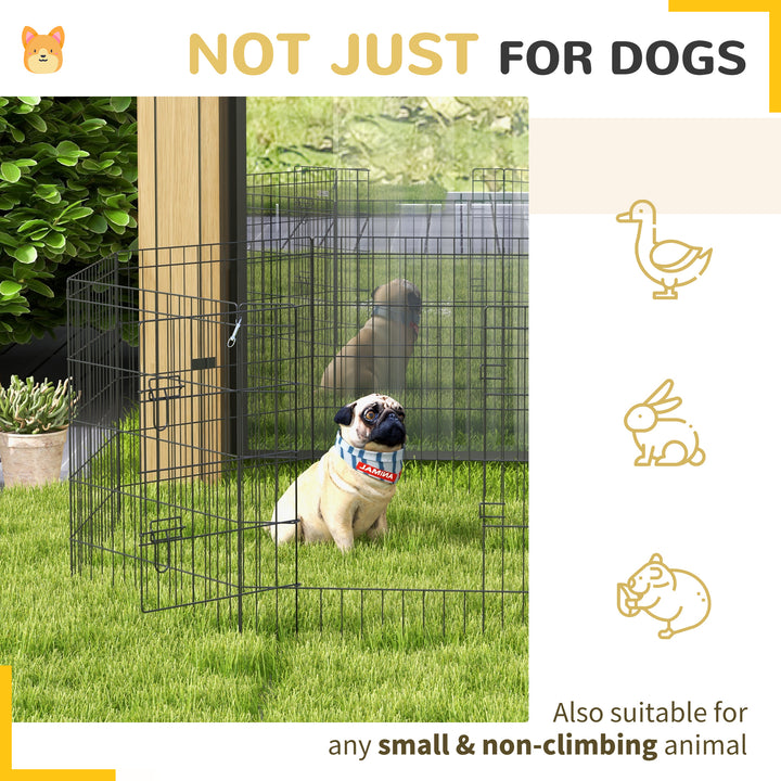 PawHut 8 Panel DIY Dog Pen with Door for Dogs, Small Animals, Indoor/Outdoor Use, 61cm High | Aosom UK