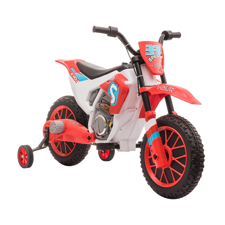 HOMCOM Kids' Electric Motorbike: 12V Ride-On with Training Wheels, Youthful Thrill for Ages 3-6, Red | Aosom UK