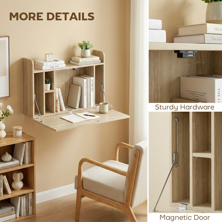 Wall Mounted Desk, Drop Leaf Floating Laptop Desk with Space Saving St