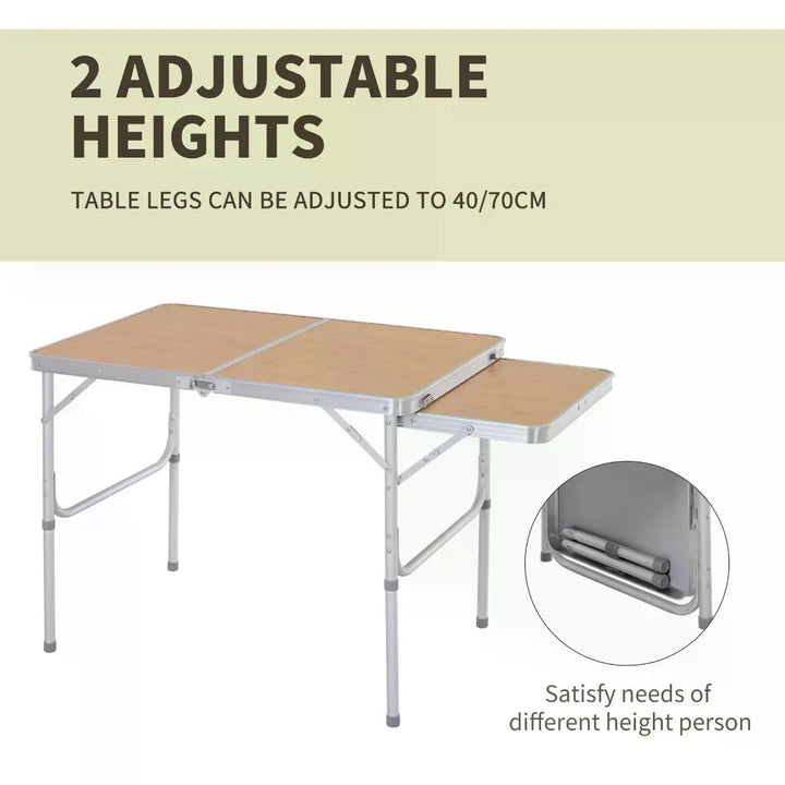 Outsunny Portable Folding Picnic Table, 3ft Aluminium Frame with MDF Top, Lightweight for Outdoor Use, Silver | Aosom UK