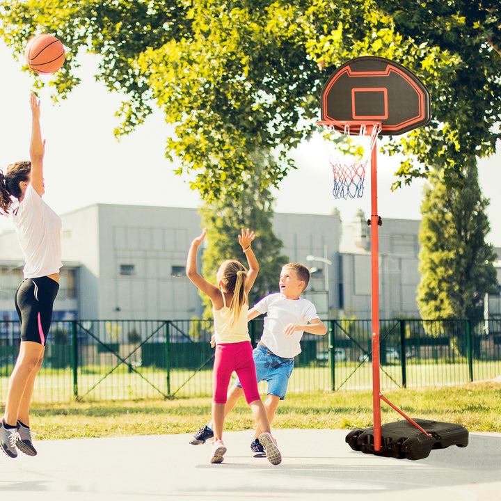 HOMCOM Adjustable Basketball Hoop: Sturdy Steel Frame for Indoor & Outdoor Play, Fun for All Ages, Black and Red | Aosom UK