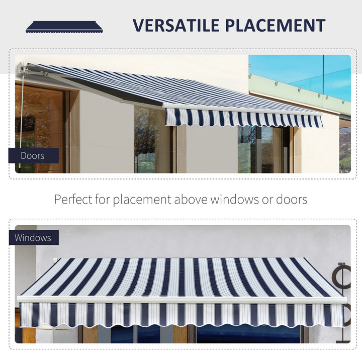 Outsunny Garden Patio Manual Awning Canopy Sun Shade Shelter Retractabl Retractable Awning, 3.5x2.5 m