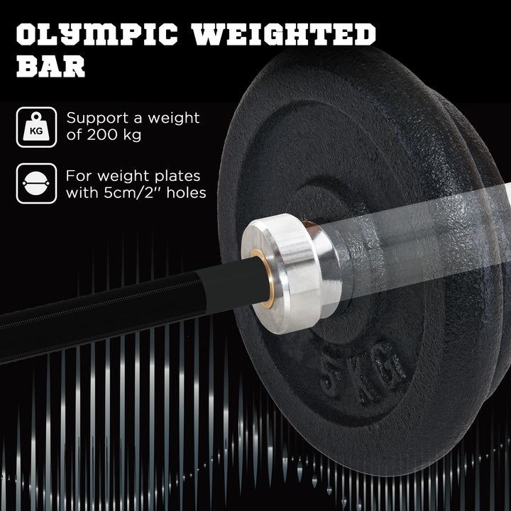 SPORTNOW Olympic Barbell: Home Gym Essential with Spring Collars, 210cm, 2"/5cm Plate Compatible | Aosom UK