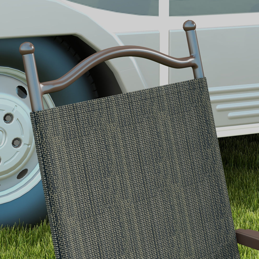 Set of Two Folding Garden Chairs, with Fabric Mesh Seats - Dark Brown